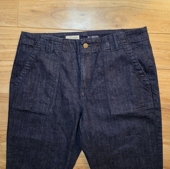 PILCRO Dark Denim High Rise Raw Hem Jeans Size 31 - Picture 3 of 7